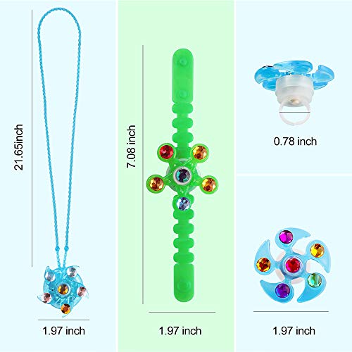 Balhvit 18 Pcs Glow in The Dark Party Supplies, Nontoxic & Safe Led Party Favors For Kids Prize(8 Spinner Rings, 6 Bracelets & 4 Necklaces with Diamond), Light Up Toys For Birthday Halloween Christmas - Thumbnail 5