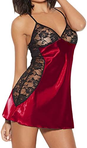 Fashion Women Plus Size Babydoll Lace Silks Lingerie G-String Set Underwear