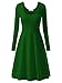 MsBasic Women Simple Designed Long Sleeve Round Neck Casual Flared Midi Dress (Medium, Green)