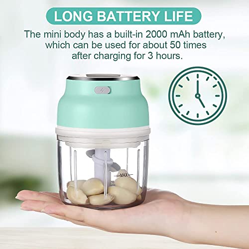 Electric Mini Garlic Chopper, Cordless Portable Mini Electric Food