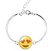 Girls Red Love Heart Eye Emoji Glass Pendant Wrist Bangle Adjustable Chain Clasp Bracelet