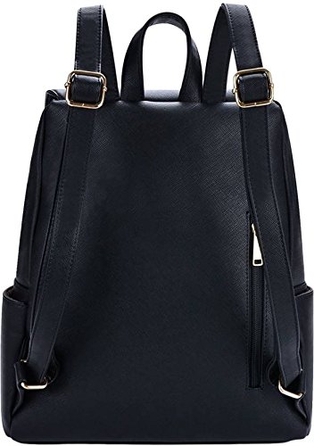 wild buddy black leather backpack for girls schoolbag casual daypack