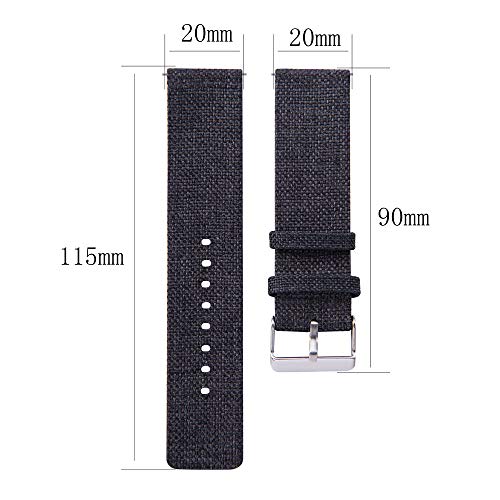 for Samsung Gear S2 Classic Watch Band, SUKEQ Woven Fabric Wrist Strap Quick Release Replacement Bracelet Accessory for Samsung Galaxy Watch 42mm, Gear S2 Classic, Garmin Vivoactive 3 (Black)