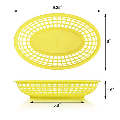 New Star Foodservice 44195 Fast Food Baskets, 9.25 x 6 Inch Oval, Set of 36, Yellow - Thumbnail 2