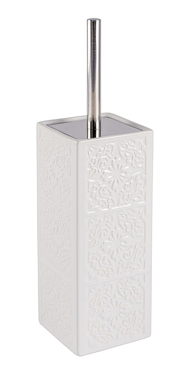 WENKO 22651100 Toilet brush Cordoba White - toilet brush holder, closed form, Ceramic, 9.5 x 35 x 9.5 cm, White