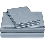 Pinzon 400-Thread-Count Egyptian Cotton Sateen Hemstitch Sheet Set - Queen, Dusty Blue
