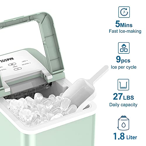 SOOPYK Countertop Ice Maker Machine Portable Ice Makers 9 Ice Cubes