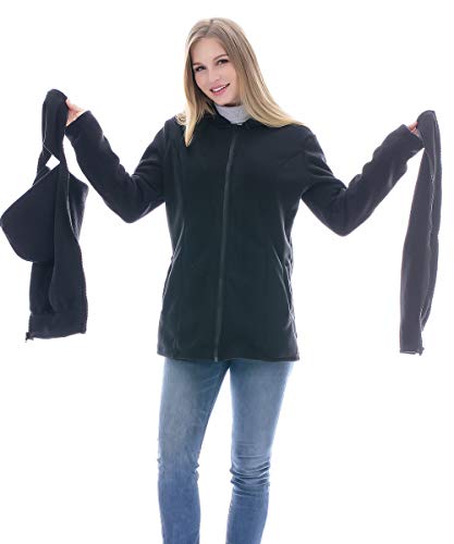 Smallshow Women's 3 in 1 Fleece Maternity Baby Carrier Hoodie Jacket Medium Black - Thumbnail 6