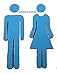Xiboya textile 7.8 Inch Adhesive Acrylic Toilet Symbol Men's and Women's Bathroon Sign(Silver)