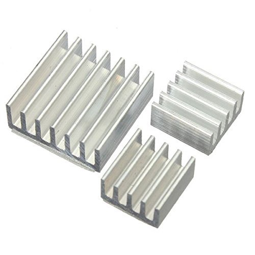 HALJIA 3x Aluminium Heatsink Cooler Cooling set Compatible with Raspberry Pi 3 Model B/Pi 2 Model B/Pi B+ (B plus) - Set of 3 Heat Sinks
