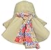 Tirrinia Stylish Garden Hats with Large Brim, Adjustable Safari Neck Cover, and Floral Ribbon Tan