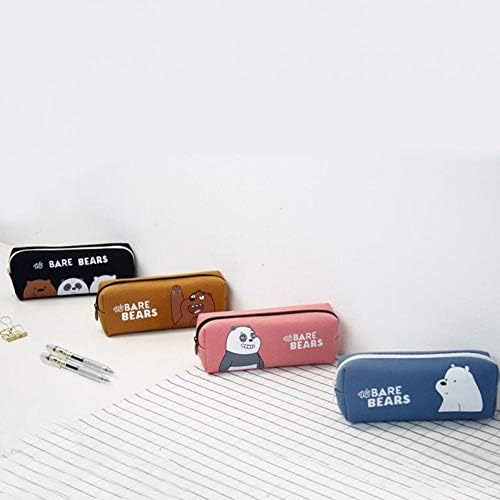 SXXDBD 1 Pcs Bare Bear Canvas Large Capacity Pencil Bag Pen Case Stationery Storage Organizer School Supply Stationery