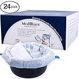 Medokare Commode Liners Pail Bags - With Super Absorbent Pad, 24 Medical Grade Disposable Potty Liners, Bedside Commode Liners, Sanitary Bags for Adult Commode Chair Bucket or Bedside Toilet Liners