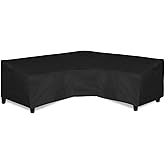 Easy-Going Patio V-Shaped Sectional Sofa Cover, Waterproof Outdoor Sectional Cover,Heavy Duty Garden Furniture Cover with Air Vent 89" L (on Each Side) x 33.5" D x 31" H, Black