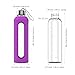 32 Oz Glass Water Bottle With Silicone Sleeve Leak Proof Lid 1L Time Marked Measurements BPA-Free For To-Go Travel At Home Reusable Eco Friendly Safe For Hot Liquids Tea Coffee Daily Intake (Purple)