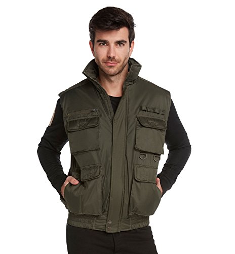 9 Crowns Men's Fishing Hunting Tactical Vest Essentials-Olive-Large