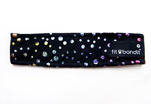 Fit Bandit, Non Slip Sports Headband for Exercise, Multi Color, Disco Dots (Metallic Dots)