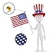 American Flags DB.WOR 50 Pack US Hand Held Stick Flags Patriotic Mini Plastic Stick Round Top Flags Decoration Parades Handheld 5.58.3 Inch