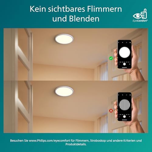 LED SceneSwitch Deckenleuchte (18 W), LED Deckenleuchte mit 3 Helligkeitsstufen und warmweißem Licht, energiesparende Raumbeleuchtung mit EyeComfort, schwarz