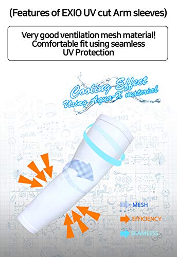 EXIO Arm Cover Compression Seamless Sleeves & Neck Scarf Mask for 4 seasons Outdoor Activities, Baseball, Football, Driving, Golf (EX-A33 White) - Thumbnail 5