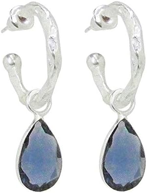 Azuni London Marina Petite 1" Hoop Earrings in Iolite and Silver