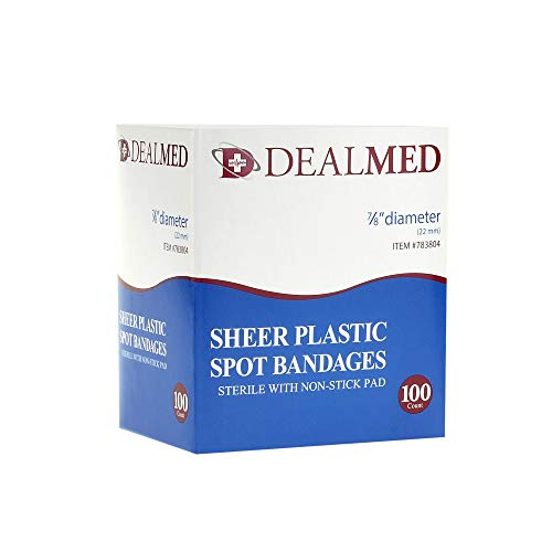 Dealmed Sheer Plastic Spot Bandages, Sterile with Non-Stick Pad, 7/8
