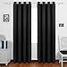 Deconovo Grommet Solid Thermal Insulated Blackout Curains, Black, 52W x 63L Inch
