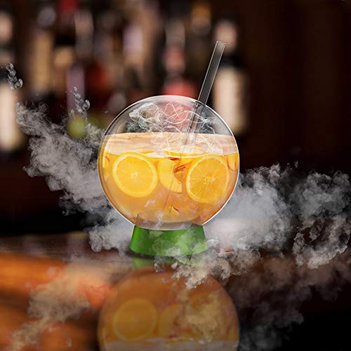 homia Cocktail Ball, Food Smoke Infuser Accessory - Cocktail Ball Glass with Glass Straw for Drink Smoker, 12 Oz (350 ml), Green
