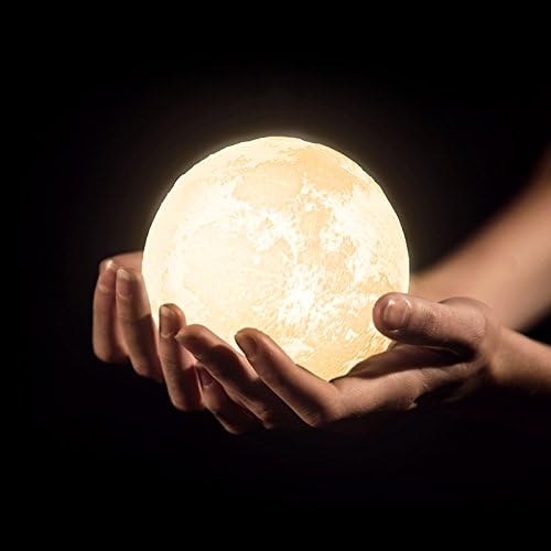 Night Light LED 3D Printed Moon Lamp, Touch Control 3 Modes 8 Colors USB Charging, Rechargeable Home Decorative Lights, Diameter 3.9 inch Night Lamp With Wooden Stand