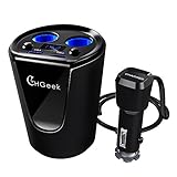 Car Cup Charger, CHGeek USB Car Charger 12V/24V Multiple Ports Dual USB Ports 3.1A + 2 Socket Cigarette Lighter Splitter Car Power Adapter for iPhone iPad Android Samsung GPS Dashcam Cooler box CH07