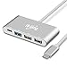 USB C Hub Aluminum Adapter - ikling ik1611S (2017 New Design) Ultra Slim Portable USB C to USB A USB C Power Adapter for MacBook, MacBook Pro 2016, Lenovo, Asus, Google Pixel, USB Type C Device Owner