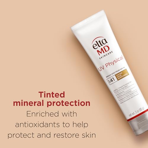 ELTAMD UV PHYSICAL TINTED MINERAL SUNSCREEN FOR FACE – SPF 41 TINTED SUNSCREEN FOR FACE, 100% MINERAL, 3.0 OZ TUBE