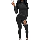 AYWA Women's 2 Piece Outfits Ribbed Long Sleeve Fitted T-shirt High Waist Leggins Shorts Casual Matching set