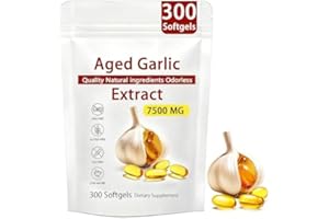 Aged Garlic Extract Capsules 7500mg Odorless – 300 Count Aged Garlic Supplement for Heart & Immune Support, 15:1 Concentrated