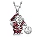 NinaQueen Santa Claus 925 Sterling Silver Pendant Necklace with Peace Sign, Jewelry Gifts for Her
