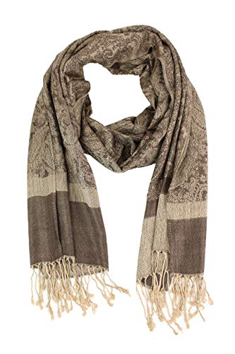 Paskmlna Paisley Jacquard Pashmina Shawl Wrap Scarf Stole (Brown04842)