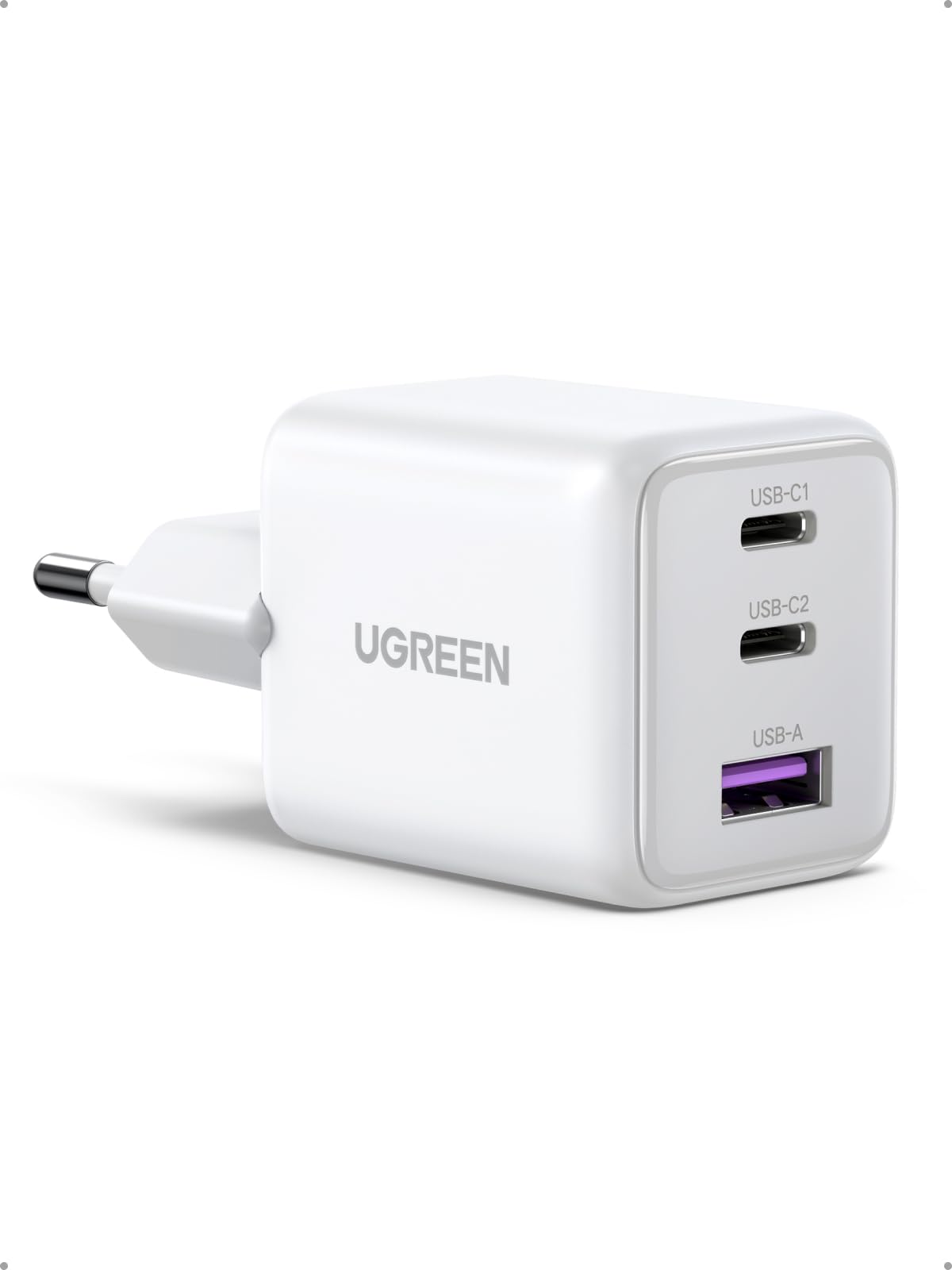 UGREEN USB C Ladegerät 30W 3-Port GaN II Netzteil PD Schnellladegerät Kompatibel mit iPhone 17, 17 Pro Max, Air, 16, 15, 14, 13, 12, iPad, Galaxy S25, S24, S23, Pixel 9 (Weiß)