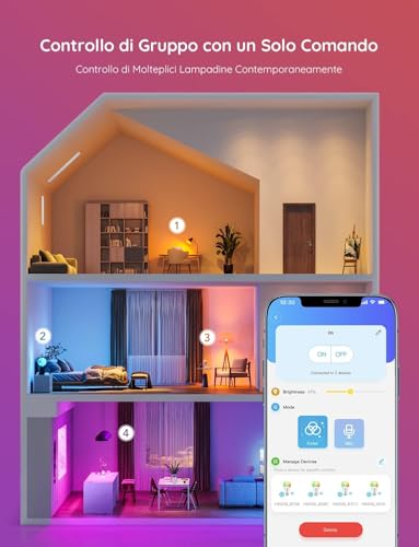 Govee E27 Smart WiFi Bluetooth LED Bulb, Compatible with SmartThings, Matter, Alexa and Google Assistant, 800lm, 16 Million Colors RGBWW DIY Smart Bulb, Set of 4