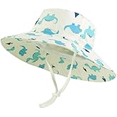LANGZHEN Sun Protection Hat for Kids Toddler Boys Girls Wide Brim Summer Outdoor hat Cotton Baby Bucket Hat with Chin Strap