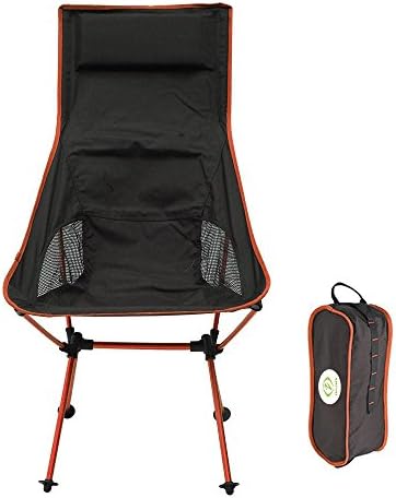 INLINS Lightweight Portable/Collapsible Folding Backpacking Chairs with Pillow, Perfect for Hiking/Fishing/Camping, Heavy Duty(Supports up to 330 Ibs) (Orange)