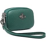 imeetu Coin Purse Leather Change Pouch, Small Wallet with Wrist Strap(Green)