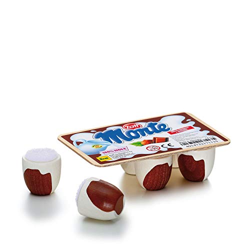 Erzi 17113 Schoko-Milch-Dessert Monte von Zott aus Holz, Kaufladenartikel für Kinder, Rollenspiele