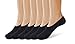 Silky Toes Women's No Show Socks Non- Slip Silicone Grip Cushion Hidden Foot Liners, Multi Pack Solid & Design (Black-6 Per Pack)