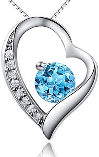 IXIQI Swiss Blue 9ct Gold Plated Heart Infinity Love Pendant Necklace for Women and Girls, 45cm Chain