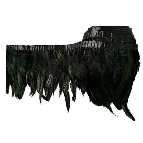 keland 2 Yards Rooster Feather Fringe Trim 5-8" in Width DIY Cape Shawl Skirt Halloween Dress Decoration (Black)