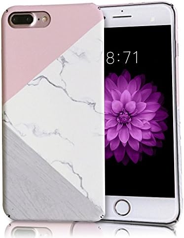 iPhone 8 plus Case, iPhone 7 plus Case, Ultra Thin Marble Grain Pink Geometric Anti-Scratch &Fingerprint Shock Proof Non Slip Matte Back Hard Protective Cover (for iPhone 7plus/8plus)