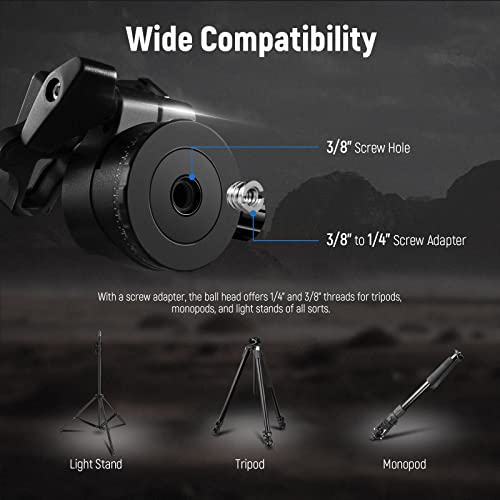 NEEWER Low Profile Camera Tripod Ball Head, 36mm Metal Panorama Ball Head Compatible with Arca 1/4” Quick Release Plate for Tripod Monopod Slider DSLR Camera Camcorder, Load Capacity: 33lb/15kg -GM36