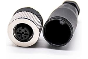 Elecbee M12 Cable Connector Circular Waterproof Aviation Plug Field Installable Screw Termination Unshield Straight (4 Pin Female A-Code)