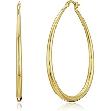 14K Gold Plated 44X56.5MMx4MM Polished Oval Hoop Earrings Click Top