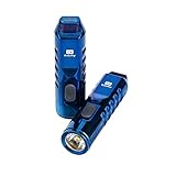 RovyVon Aurora 550 Lumens CREE LED Keychain Rechargeable EDC Flashlight,Stainless Steel Material,45 Minutes Fast Charging,Waterproof IPX5 Small Torch (A2 Blue), Idea as a Gift